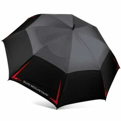 Sun Mountain Golf 68" Manual Umbrella -Golf Accessories Shop Black Gunmetal Red