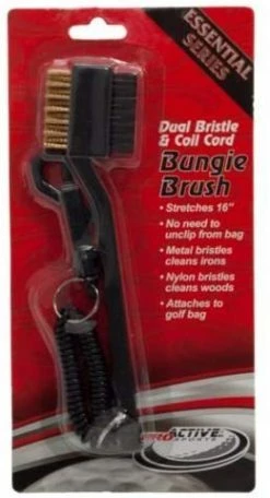Proactive Club Brush Dual Bristle & Coil Cord Bungie Brush -Golf Accessories Shop Bungie Brush Black