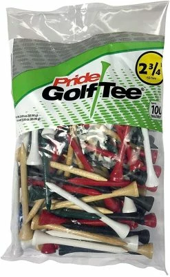CaddiesShack Pride Sports Wood Golf Tees 2.75 X 100 Count -Golf Accessories Shop Classic Wood Tee 2.75 100 count Standard Mixed Colors