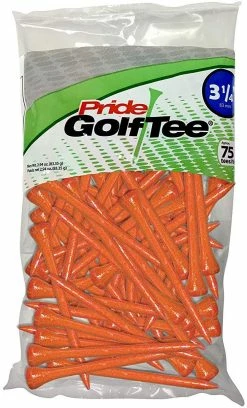 J&M Pride Sports Wood Golf Tees 3.25" 12 J&M Pride Sports Wood Golf Tees 3.25" -Golf Accessories Shop Classic Wood Tee 3.25 75 count Orange
