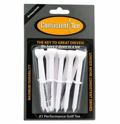CaddiesShack Consistent Tee Golf Tees 10 Pack - 3.25" -Golf Accessories Shop Consistent Tee White Color