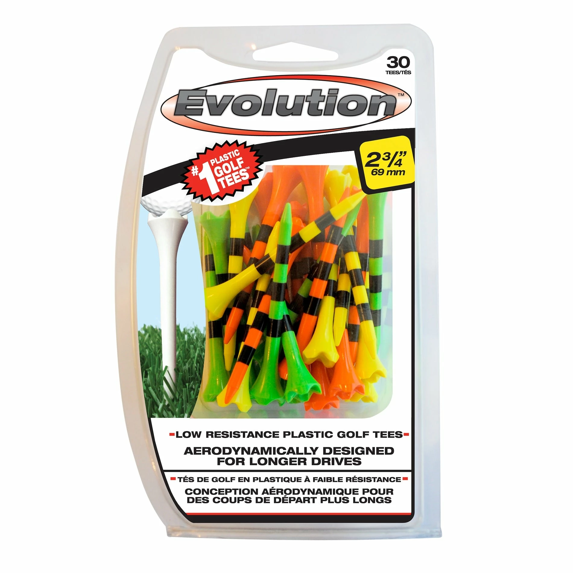J And M Pride Sports Plastic Evolution Striped Golf Tees 30 Pack 2 J And M Pride Sports Plastic Evolution Striped Golf Tees 30 Pack - Image 2
