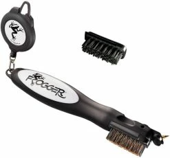 CaddiesShack Frogger Golf BrushPro Retractable Golf Club Brush With Groove Cleaner -Golf Accessories Shop Frogger Original Club Brush Gray