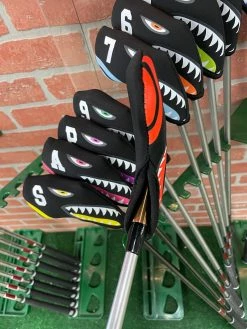 HNM Shark Bite Neoprene Iron Head Covers Set -Golf Accessories Shop IMG 2814 scaled