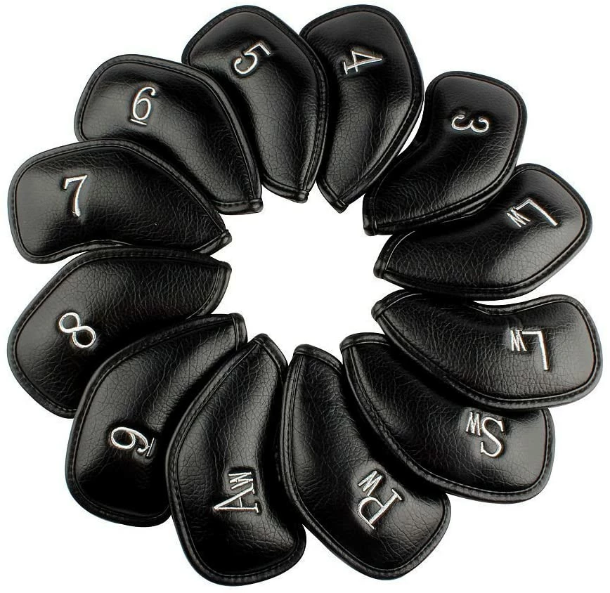 HNM Golf Volf Golf Black Synthetic Leather Iron Covers Set 1 HNM Golf Volf Golf Black Synthetic Leather Iron Covers Set