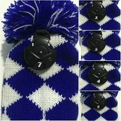 HNM Golf Volf Golf Knit Blue White Diamond Headcover Set -Golf Accessories Shop VolfGolfHeadcovers KnitBlueSet3