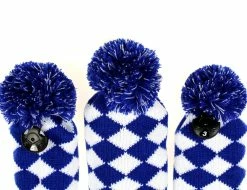 HNM Golf Volf Golf Knit Blue White Diamond Headcover Set -Golf Accessories Shop VolfGolfHeadcovers KnitBlueSet4