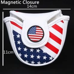 HNM Golf Volf Golf Red White Blue Synthetic Leather USA Mallet Putter Cover -Golf Accessories Shop VolfGolfHeadcovers USAMalletPutter1