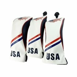 HNM Golf Volf Golf Red White Blue Leather USA Headcovers -Golf Accessories Shop VolfGolfHeadcovers USASET1