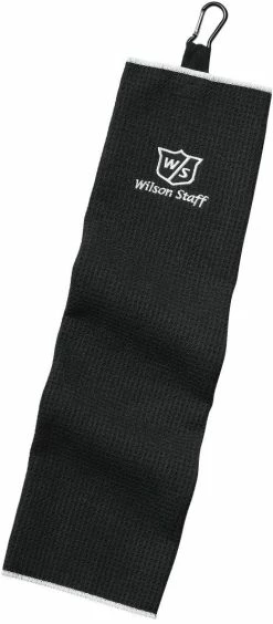 Wilson Staff Microfiber Trifold Golf Towel 16" X 21" Black -Golf Accessories Shop WIlson TriFold Towel Black