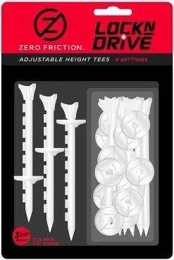CaddiesShack Zero Friction Lock N Drive 3-Prong Golf Tees (3-1/4 Inch, White, Pack Of 18)