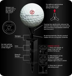 CaddiesShack Zero Friction Lock N Drive 3-Prong Golf Tees (3-1/4 Inch, White, Pack Of 18) -Golf Accessories Shop Zero Friction Lock N Drive 3