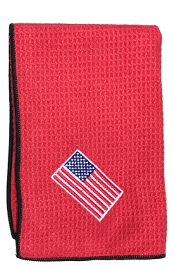 Joseph Elliott USA Embroidered Flag 18" X 18" Micro Fiber Towels -Golf Accessories Shop je11