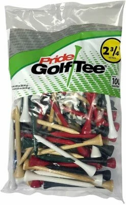 Pride Sports Wood Golf Tees 2.75 X 100 Count -Golf Accessories Shop Classic Wood Tee 2.75 100 count Standard Mixed Colors