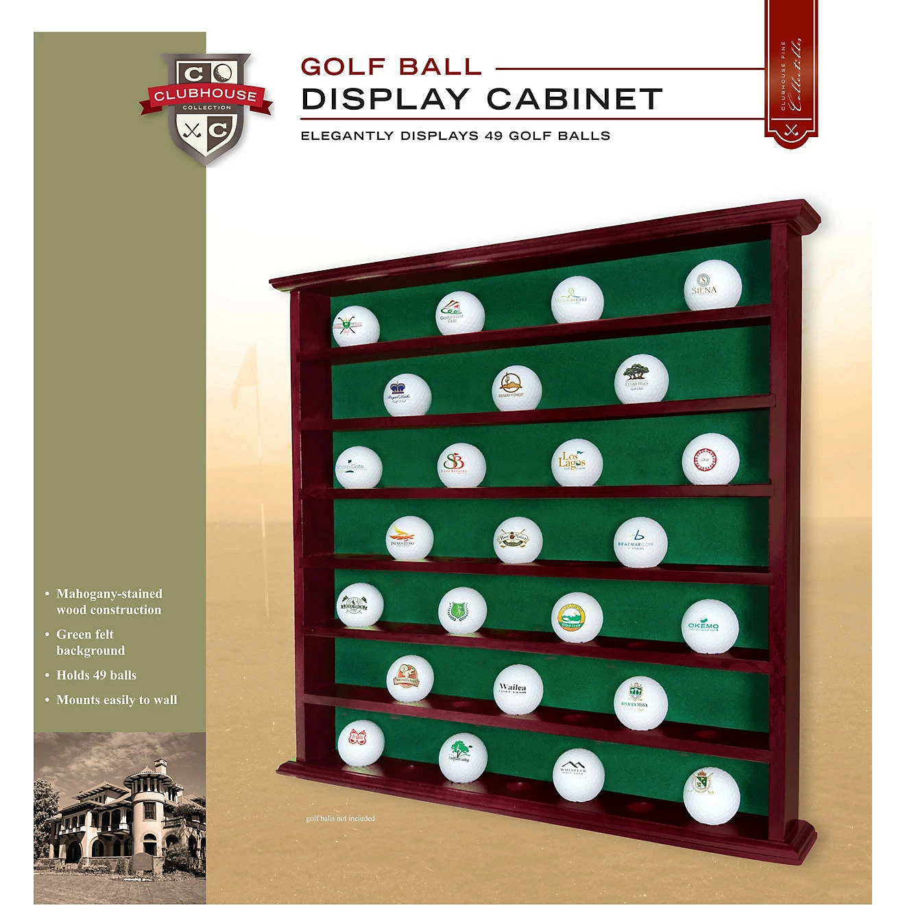 Golf Ball Display Cabinet - 49 Golf Balls 1 Golf Ball Display Cabinet - 49 Golf Balls