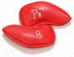 Volf Golf Red Synthetic Leather Iron Covers Set -Golf Accessories Shop VolfGolfHeadcover RedLeatherIrons2