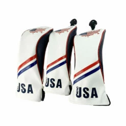 Volf Golf Red White Blue Leather USA Headcovers 19 Volf Golf Red White Blue Leather USA Headcovers -Golf Accessories Shop VolfGolfHeadcovers USASET1