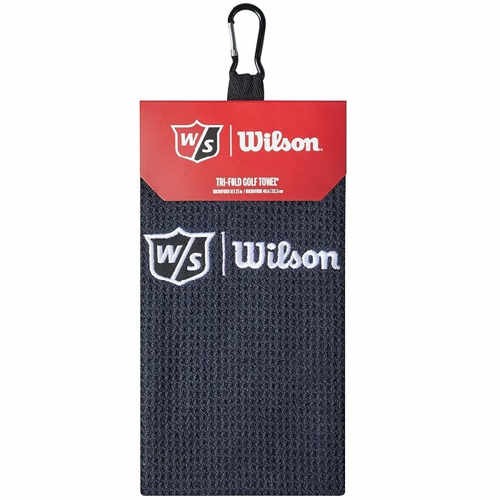 Wilson Staff Microfiber Trifold Golf Towel 16" X 21" Black 1 Wilson Staff Microfiber Trifold Golf Towel 16" X 21" Black